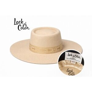 Lack of Color Cream Wool‎ Wide Brim Fedora Hat Medium 57cm Medium